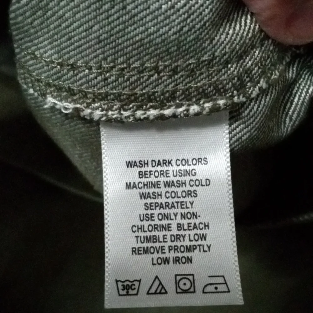 Roaman's Army Green Long Modest Denim Skirt Side Elastic on Waist No Slits 28 W - Picture 5 of 12